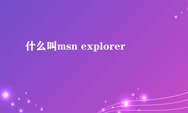 什么叫msn explorer